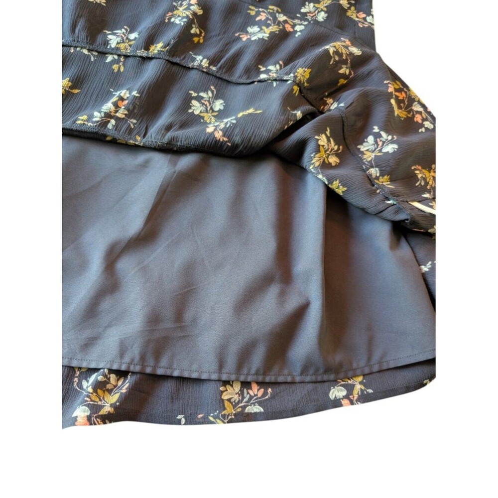 Garnet Hill | Floral Tiered Silk Dress | Size 14 | Navy Blue Multicolor Print - Picture 8 of 11